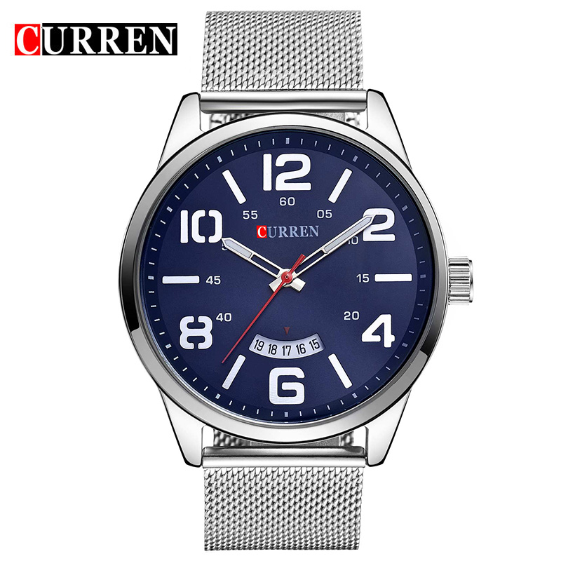 Мужские брендовые часы Curren 8236 silver blue