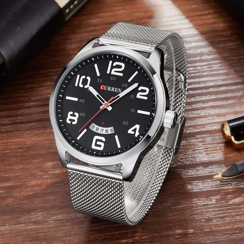 Мужские брендовые часы  Curren 8236 silver black