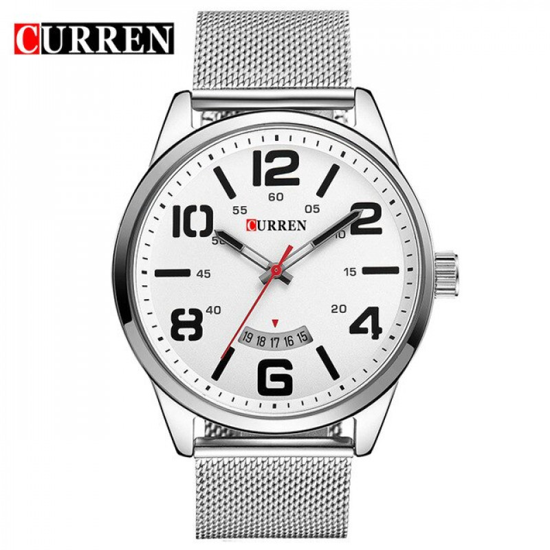Мужские брендовые часы Curren 8236 silver white