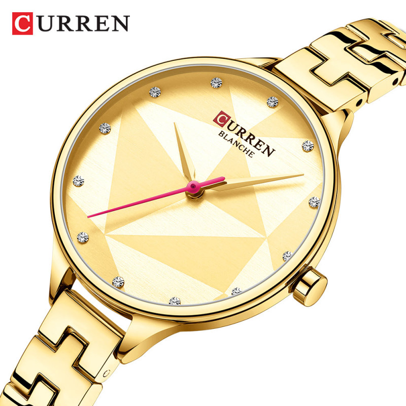Роскошные Брендовые женские часы CURREN 9047 Gold
