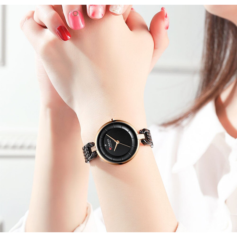 Люксовые женские часы Curren 9052 Black