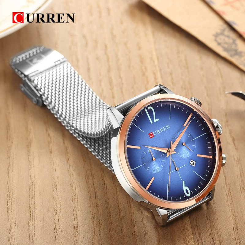 Мужские часы Curren 8313 Silver Blue 