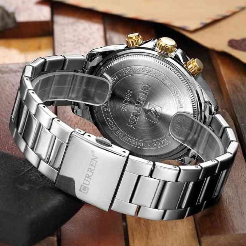 Мужские часы Curren 8309 Silver Black