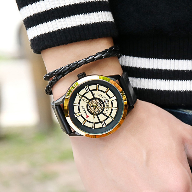 Мужские часы в стиле Casual. Curren 8330 Black