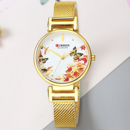 Женские изящные часы Curren 9053 Gold