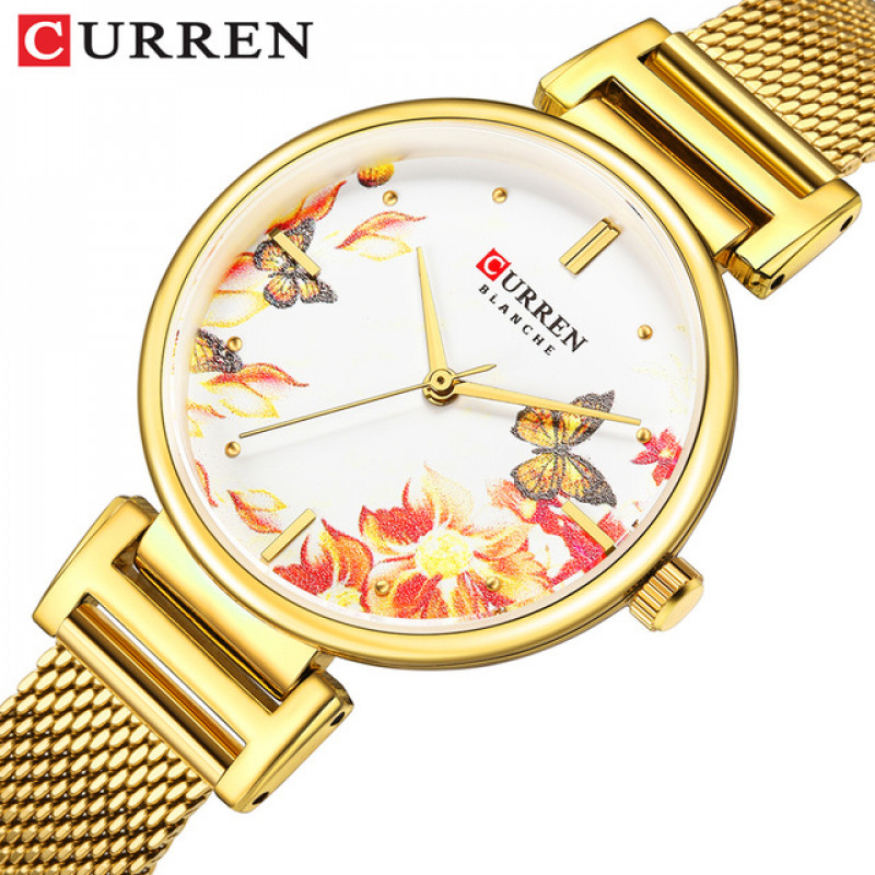 Женские изящные часы Curren 9053 Gold