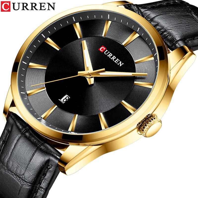 Мужские классические часы Curren 8365 Black gold