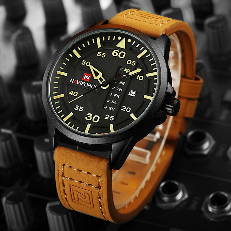  Мужские часы Naviforce 9074 - коричневый