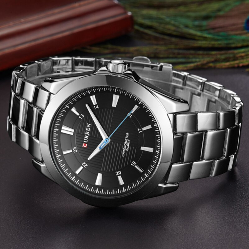 Мужские стильные часы Curren 8109 silver black