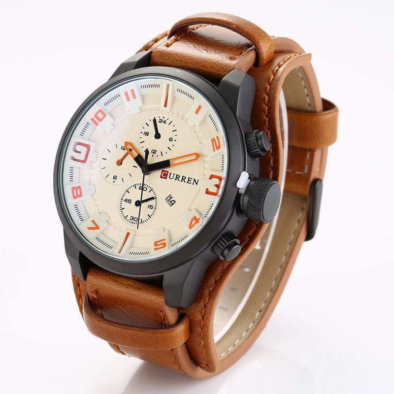 Армейские наручные часы Curren 8225 brown - white