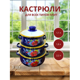 Набор кастрюль со стеклянной крышкой Фиолетовый
