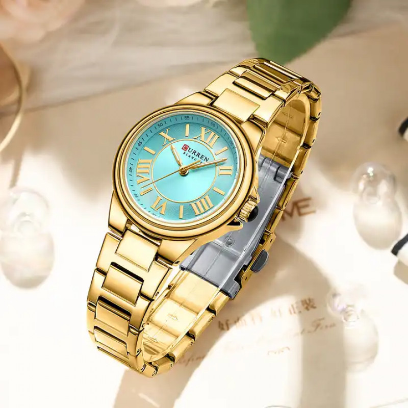 Женские часы Curren 9091 золотисто - зеленый