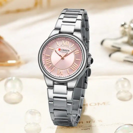 Женские часы Curren 9091 серебристо - розовый