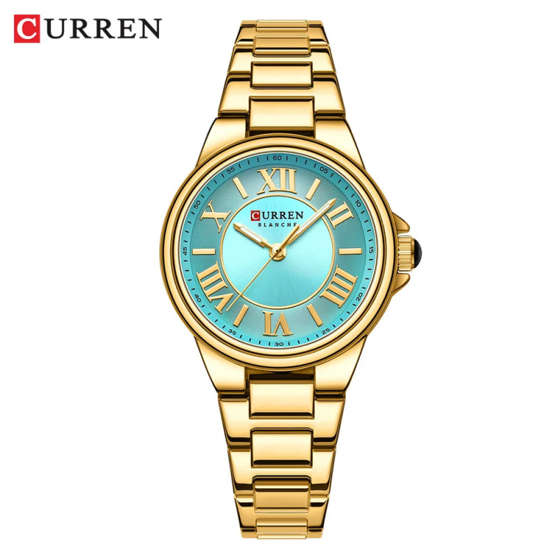 Женские часы Curren 9091 золотисто - зеленый