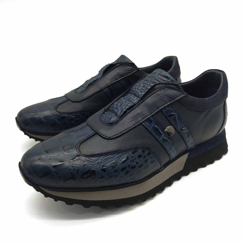 Мужские кроссовки из натуральной кожи 3150. Темно-синий 