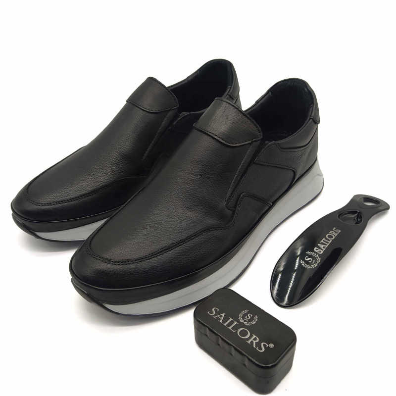 Мужские кроссовки из натуральной кожи 3192. Чёрный