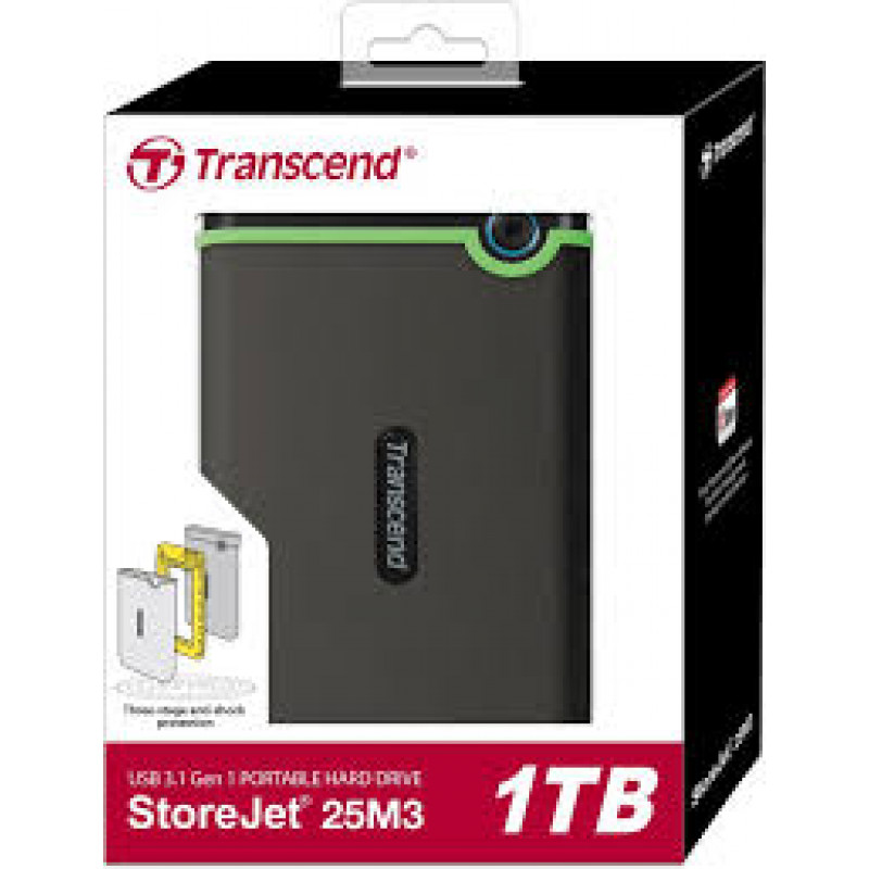 Внешний жесткий диск Transcend StoreJet 25M3 1 ТБ, зелённо-чёрный