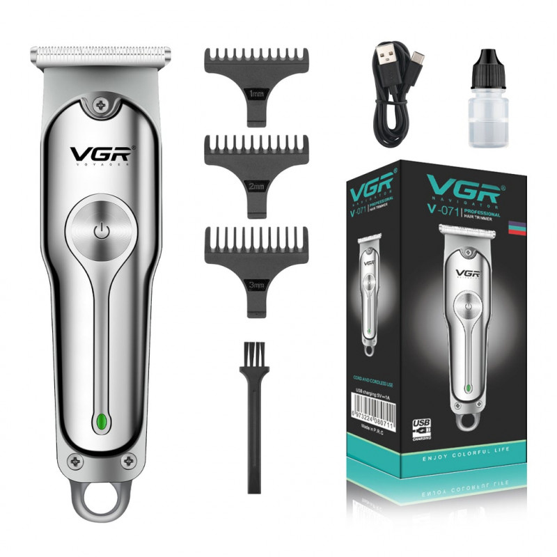 Машинка для стрижки волос и бороды VGR  V-071, серебристый