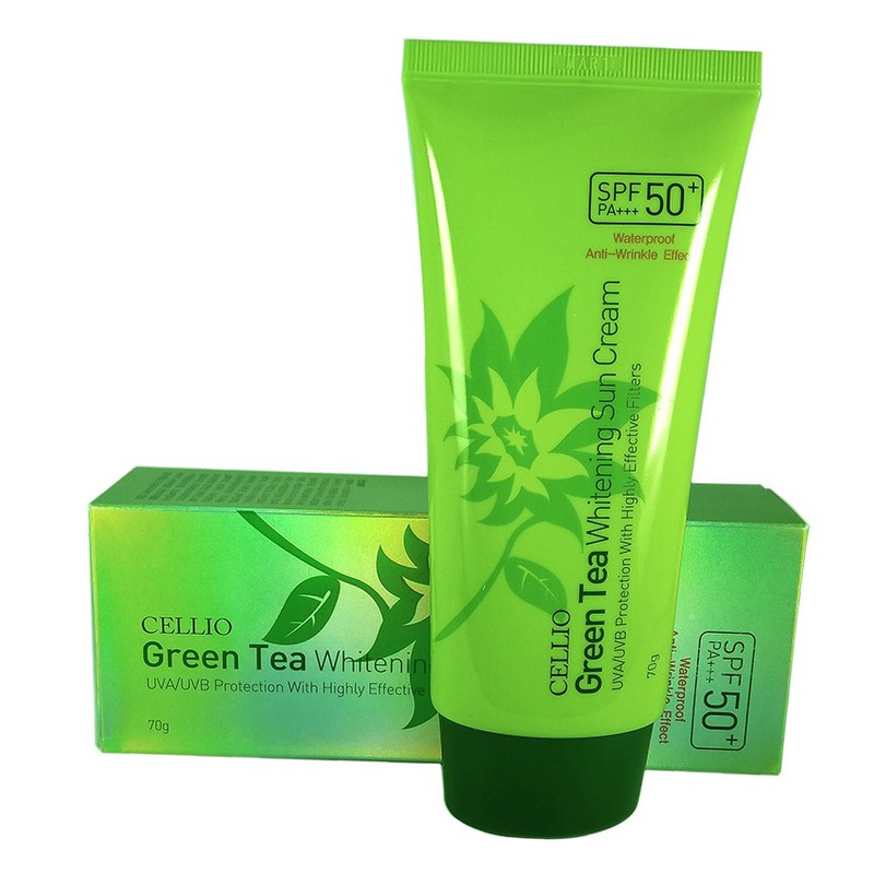 Солнцезащитный крем против морщин с экстрактом зеленого чая CELLIO, 70g / Крем SPF 50+/PA+++