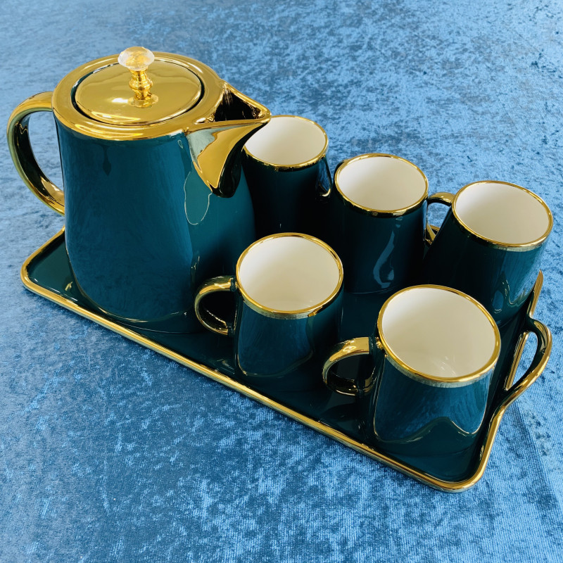 Набор чайный, на фарфоровой подставке, 6 персон. JD7483