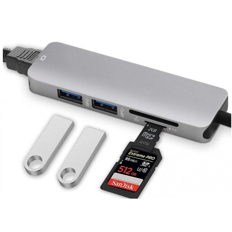 Адаптер переходник USB хаб 6in1 