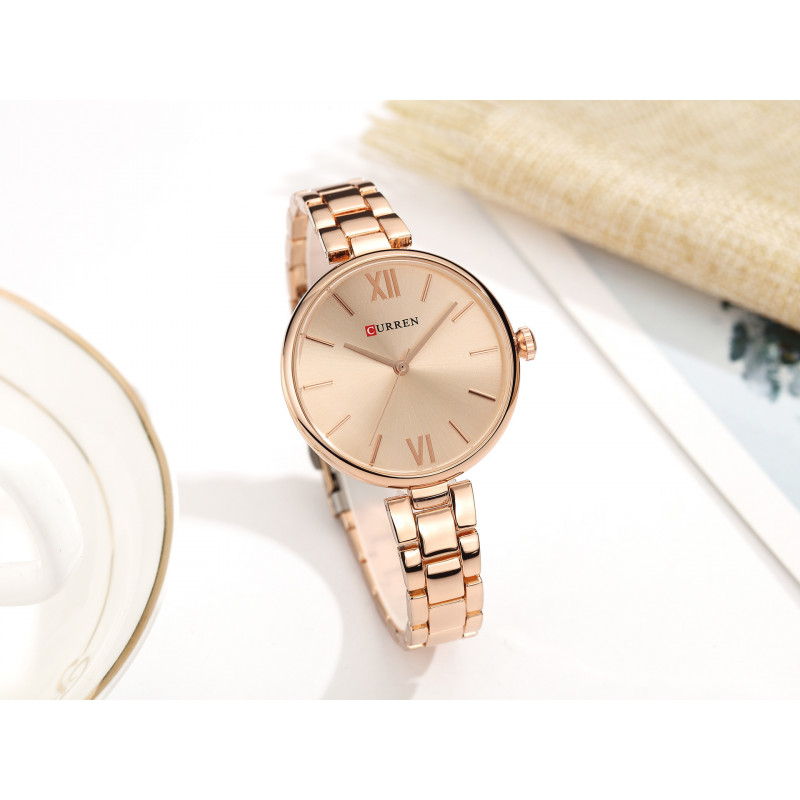 Женские часы Curren 9017, розовое золото. 