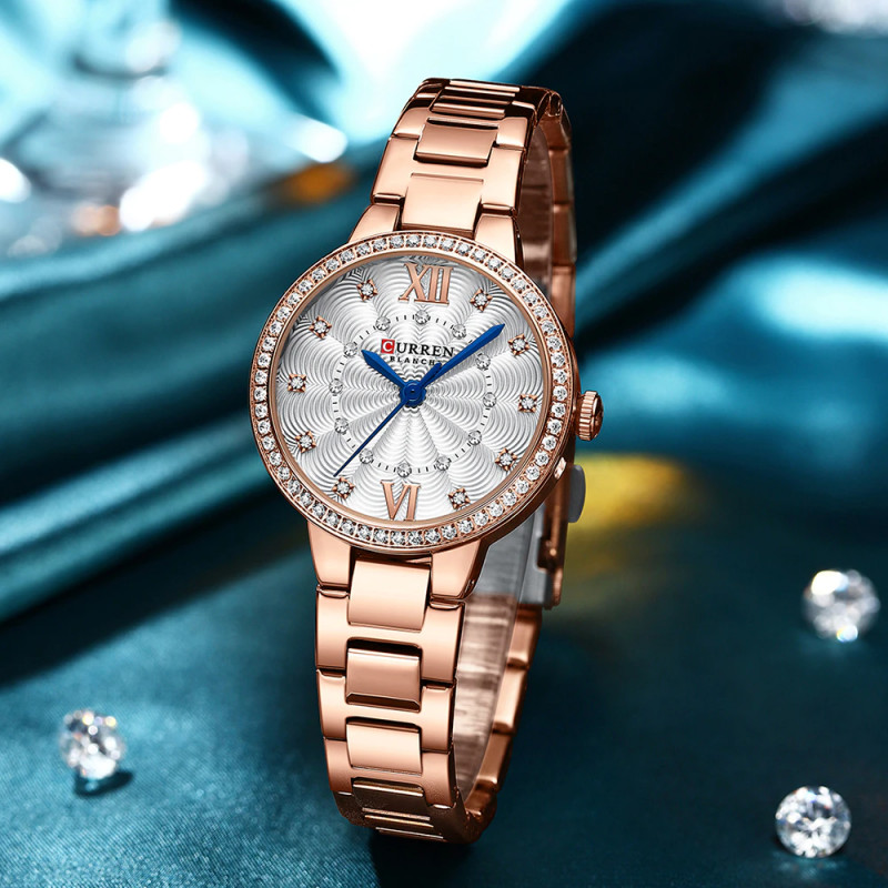 Женские часы Curren 9085, розовое золото 