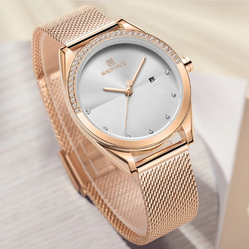 Женские часы Naviforce 5015. Розовое золото