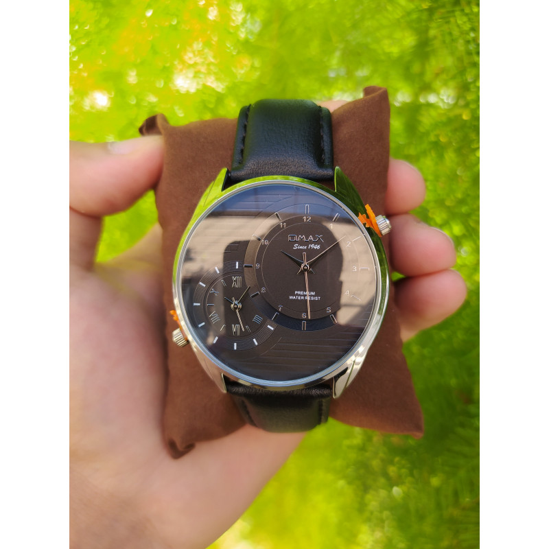 Мужские часы OMAX с двойным циферблатом. Чёрные