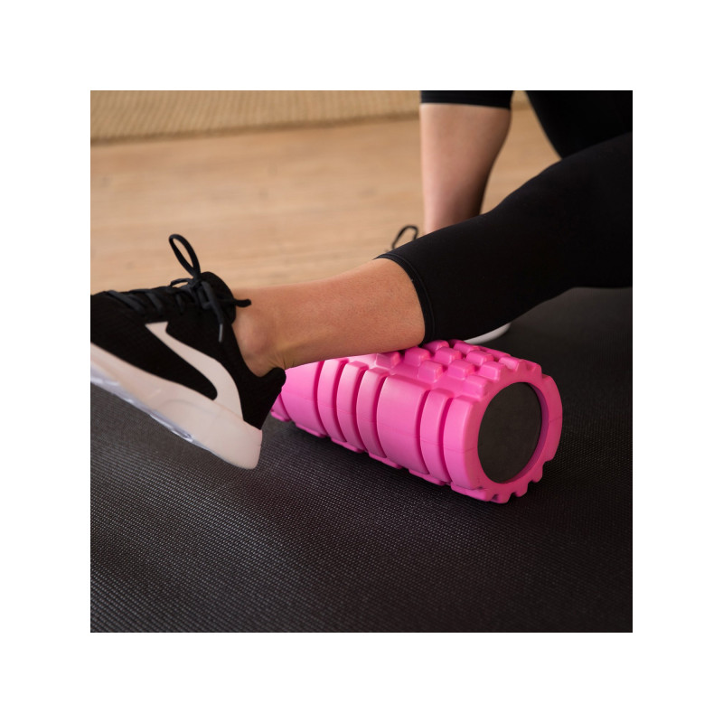 Массажный ролик для фитнеса и йоги - розовый