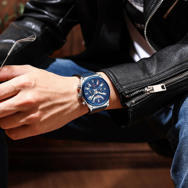 Мужские часы Curren 8392 Silver Blue