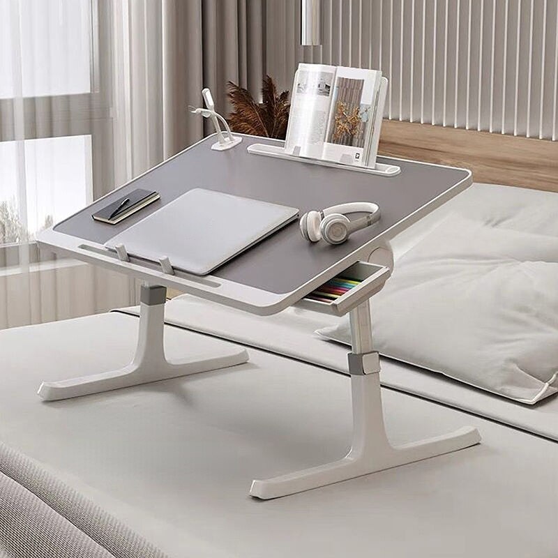 Раскладной столик-подставка для ноутбука с лампой USB Light и вентилятором. Серебристый